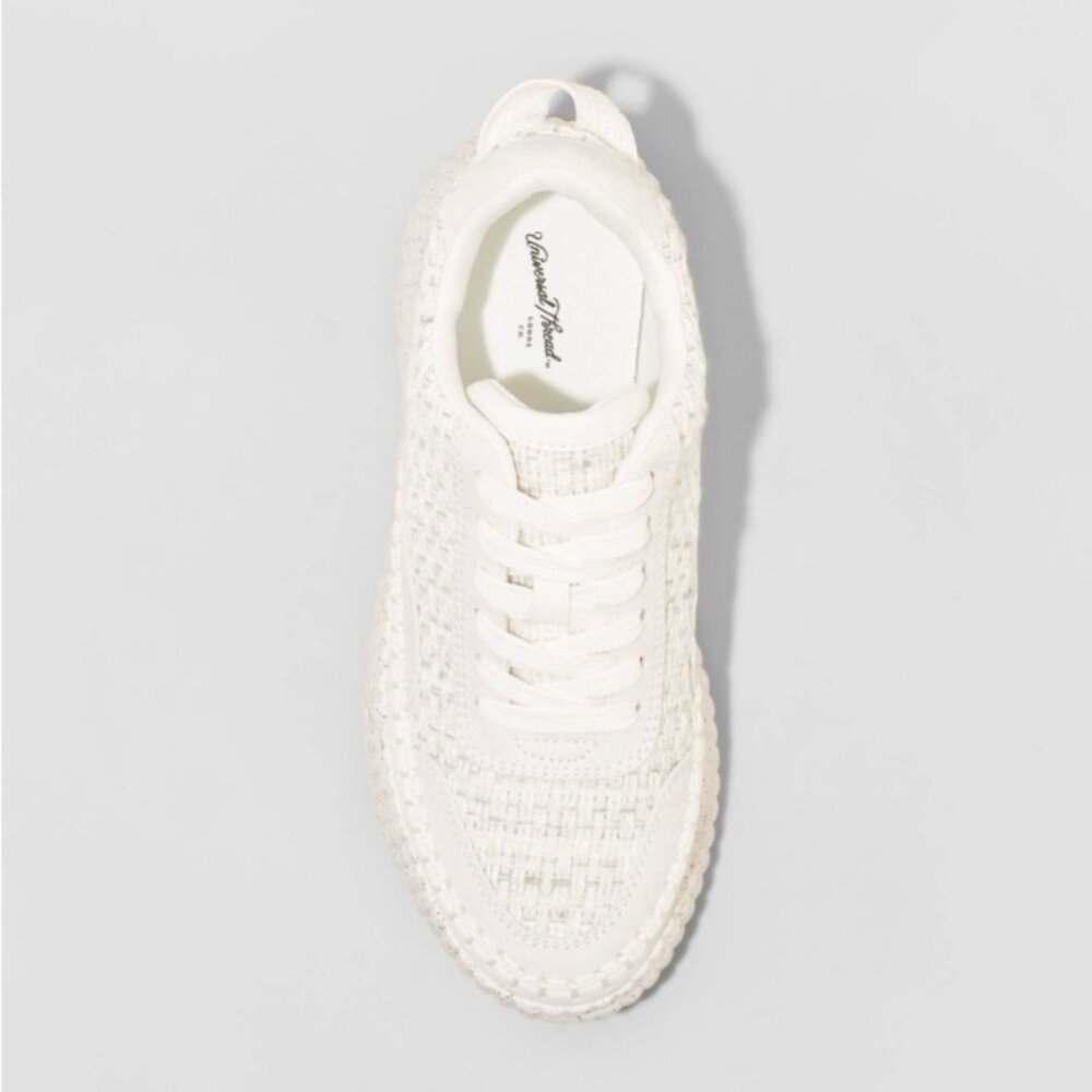 K-3 Universal Thread Size 8 Women's Persephone Sneakers White/Cream Woven Fabric - Picture 3 of 5